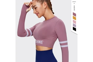 New Arrival New Crop Top Yoga Sport Bras Long Sleeve Fitness Shirt Women Seamless Breathable Eco-Friendly Casual Quick Dry Gym