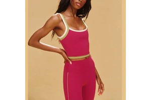Custom Label Y2K Style Women Leisure Wear Contrast Binding Fixed Straps Vest Sleeveless Scoop Neckline Workout Yoga Tank Tops
