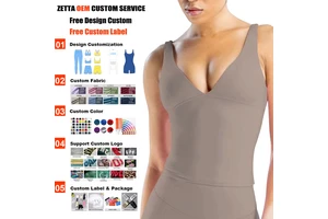 OEM Custom Women's Seamless V Neck Yoga Tank Top Breathable Buttery Sofy Spandex Nylon Longline Sports bra With Removable Padds