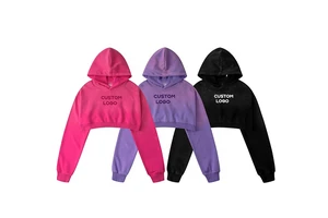 CL Casual Loose Solid Color Woman Crop Top Hoodie Sportswear Yoga Workout Long Sleeve Gym OEM Loose Ladies Club Hoodies