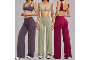 Women'S Long Sleeve Fitted Yoga Top High Waist Leggings Set Seamless Moisture Wicking Stretch Activewear
