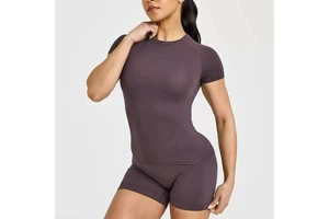 Women's Fitness Yoga New Sports Gym Clothes Gym Workout Seamless Fitted Fitness Short Sleeves