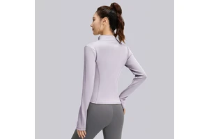 Women's Fall Winter Long-Sleeved Yoga Top Lightweight Breathable Seamless Skinny Fit Jacket Set Plus Size Options Front 100%