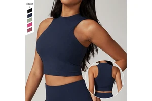 Customized Logo High-strength Quick Drying Yoga Vest Round Neck Removable Chest Pad Sports Vest