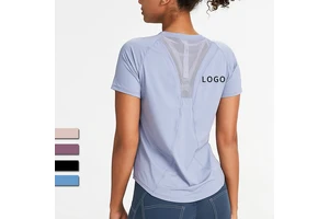 Summer Mesh Breathable Women Yoga Tshirt Plus Size Quick Dry Gym Fitness Top Nude and Loose Athleisure Wear Women