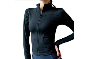 Women Fitness Gym Workout Shirt Nylon Tight Quick Slim Fit Sportswear Running Yoga Top Long Sleeve Zipper Sports Jacket