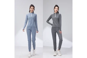 Fitness Set Women's Stretch Quick-dry Yoga Suit Running Solid Color Athletic Two-piece Set