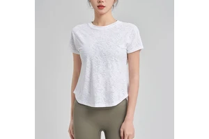 JAC22 TZ4290 Summer Slimming V Neck Sports Top Quick-Drying Yoga Fitness T-Shirt
