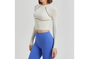 Four-Way Stretch Gym Running Yoga Sports Women Long Sleeve Shirt Autumn Casual Slim Fit Gym Fitness Tops