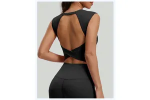 Bestseller Breathable Sweat-Wicking Spandex/Nylon Crew Neck Regular Fit Backless Tank Top for Women Fitness Yoga Gym