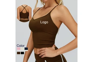 Custom Logo Women's Cross Straps Backless Sexy Yoga Tank Tops Slim Fit Breathable Comfortable Elastic Gym Vest