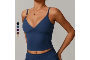 Ladies' Sexy Quick-Drying Yoga Vest V-Neckline Beauty Back Breathable Casual Running Fitness Sports Tank Top Versatile for