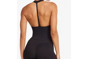 Women's Deep-V Halter Neck Yoga Tank Top Compression Tight-Fit Running Workout Sports Fitness Vest