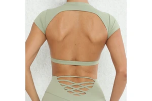 Women's Sexy Top Breathable Lightweight Gym Sports Yoga Tops With Chest Pad Running Backless Pilates Yoga T-shirt