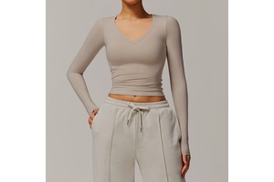 Women's Long-Sleeved Yoga Top Quick-Drying Compression Fitness T-Shirt Autumn Winter Spandex Print Material for Running