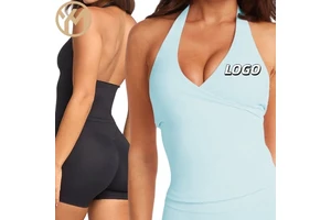 Yimo Women Nude Feeling Cross Gather Workout Shirt Female Sleeveless High Stretch Yoga Top Lady Backless V Neck Running T-shirt