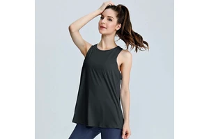 New Summer Breathable Quick-Dry Sports Vest Women Moisture-Wicking Loose-Fit Four-way Stretch V-neck Ice Silk Sleeveless Yoga