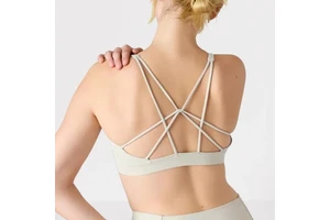 2025 New V Neck Cross Over Plain Yoga Bralette High Quality Nylon Spandex Backless Crop Sports Bra
