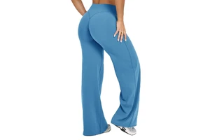Women's High-Waisted Straight-Leg Yoga Pants Summer Sports Outdoor Fitness Plus Size Elastic Waist Full-Length Spandex/Nylon