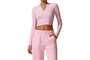 Tight Long Sleeve Yoga Top Stretchy Skinny Training Fitness Clothing for Outdoor Sports Comfortable