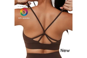 Women's U-Neck Sports Bra 32% Spandex Double Thin Straps Crisscross Back Removable Pads Quick Dry Compression Tennis Bra