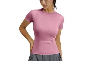 Women's Lightweight Sports Slim-Fitting Yoga Short Sleeve Top, Yoga Running Fitness Cycling Tee in Stock Fast Shipping