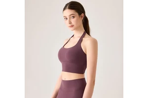 Women's High-Elastic Slim-Fitting Yoga Top Racerback Large Back Exposure Twisted Knot Design Breathable Spandex/Nylon Material