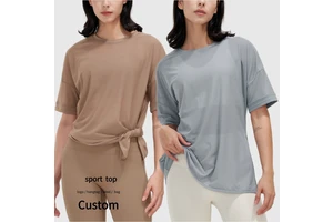 Wholesale Breathable Mesh Sports Tshirt Quick Dry Summer Yoga Top Short Sleeve Loose Workout Shirt Women's Clothing Gym Top