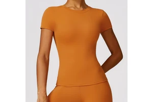 Athletic Solid Style Women's Short Sleeve Yoga Top Quick-Dry Eco-Friendly Skinny Fit Spandex/Nylon for Outdoor Running