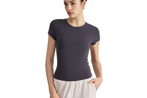 Women's Regular Breathable Yoga Top Custom Logo Front Short Sleeve Sports & Fitness Running Mesh Casual Wear High Visibility