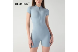 Custom Top Feminino Slim Fitted Deportivo Short Sleeved Running Tight Fitted Yoga Gym Fitness Sport T-Shirt Jumpsuits