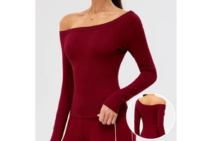 2026 High Quality Women's One Shoulder Nylon/Spandex Breathable Quick Dry Seamless Four-Way Stretch Sports Long Sleeve