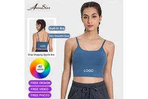 Gym People Women's Workout Sports Bra Halter Neck Fitness Backless Yoga Crop Tank Tops Design Sense Sexy Solid Color Vest