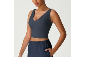 New Listing Deep V Neck Ladies Workout Yoga Vest Spaghetti Adjustable Straps Sports Bra Fitness Tank Top Women Gym