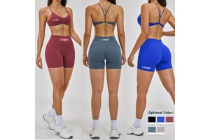 Spring New Solid Back Yoga Suit Outerwear Slimming Fitness Clothes Quick-drying 2-Piece Set TZ2546-1 Manufacturer