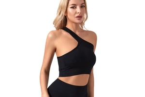 Ribbed Seamless Quick Drying One Shoulder Biker Workout 2 Piece Set Activewear Quick Drying Sports Yoga Set