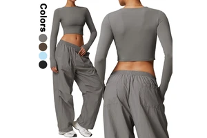 Custom Logo Gym Fitness High Compression Workout Activewear Clothing Quick Dry Running Tights Women Long Sleeved Yoga Top