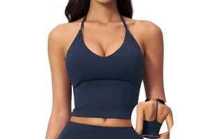 Women's Sports Top with Neck Strap and Chest Pads V-Neck Slimming Yoga Tank Top Yoga Vest