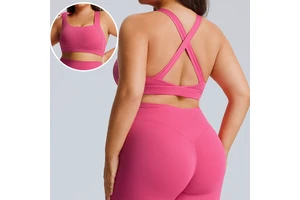 New Trend Plus Size Reversible Cross Back Seamless Shockproof Yoga Crop Top Women Breathable Quick Dry Sports Vest Lightweight