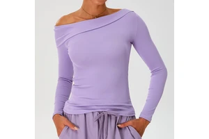 New Autumn Winter Fashion One-shoulder Folding Women's Sportswear Long Sleeve Casual Comfortable Softness Breathable