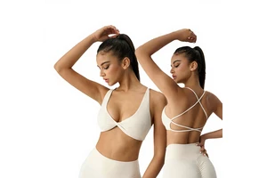 Yoga Crop Top Women Plain Backless T-Shirts Slim Athletic Top V-Neck Push up Naked Crossover Sports Bra Yoga Gym Workout Fitness