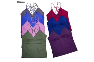 Custom Logo Sleeveless Sexy V Neck Exercise Training Clothes Gym Top Women Sports High Stretch Sports Camisole Lady Yoga Vest
