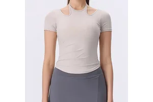 Women's New 2-in-1 Lightweight Breathable Quick Dry Yoga Short Sleeve T-Shirt Seamless Design