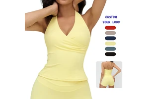 Lightweight Plus Size Sportswear with Four-Way Stretch Quick Dry Breathable Halter Workout Crop Yoga Tank Top for Women