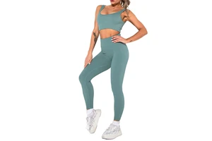 Women's Solid Front Logo Yoga Sets Fitness Gym Wear Sports Suit Long Sleeve Top High Elastic Leggings Shorts Workout Set