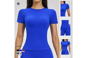 Yoga Short-sleeved Round-neck Slimming and Waist-cinching T-shirt for Women Outdoor Sports Running Fitness and Yoga Wear