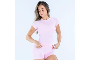 High Elasticity Moisture Wicking Nylon Tight Fitting Seamless Short Sleeved Fitness T-shirt Short Tops