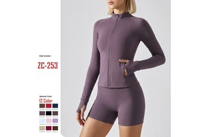 SHELL Trend 2026 Long Sleeve Zip Up Thumbhole Sleeves Slim Comfortable Sweat Wicking Athleisure Yoga Women's Jacket