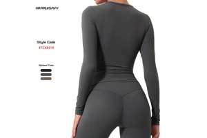 Sexy Yoga Top Long Sleeve - Women's Tight Fitness Shirt Long Sleeve Sexy Gym Wear Stretchy Seamless Sportswear