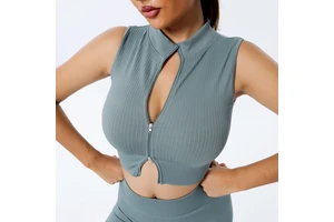 2023new Arrival Cross-border Yoga Clothes Beautiful Back Bra Zipper Long Sleeve High Neck Vest Quick Dry Hip Lifting Pants